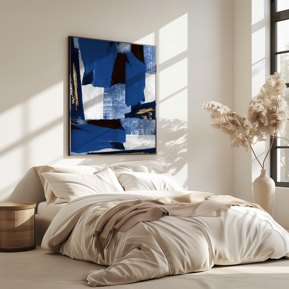 Navy Gold Shapes 1 | Poster