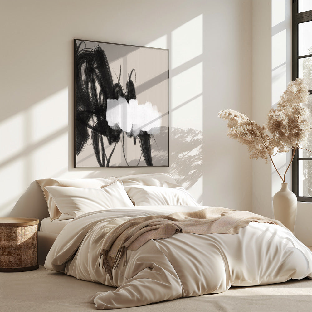 Expressive Black and White Brushstrokes | Poster