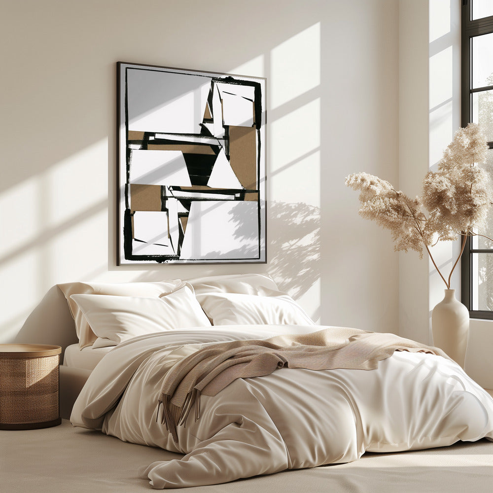 Black and Tan Brown Abstract Art Print | Poster