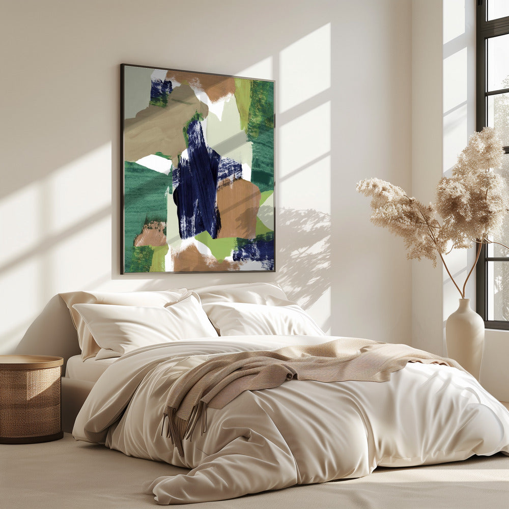 Abstract Blue Green Beige No 2 | Poster