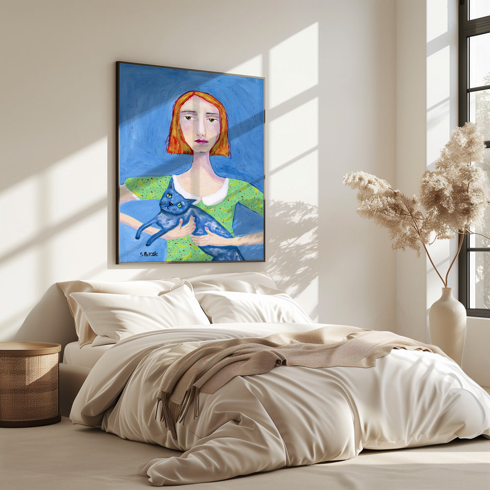 Lady with the Blue Cat | Poster