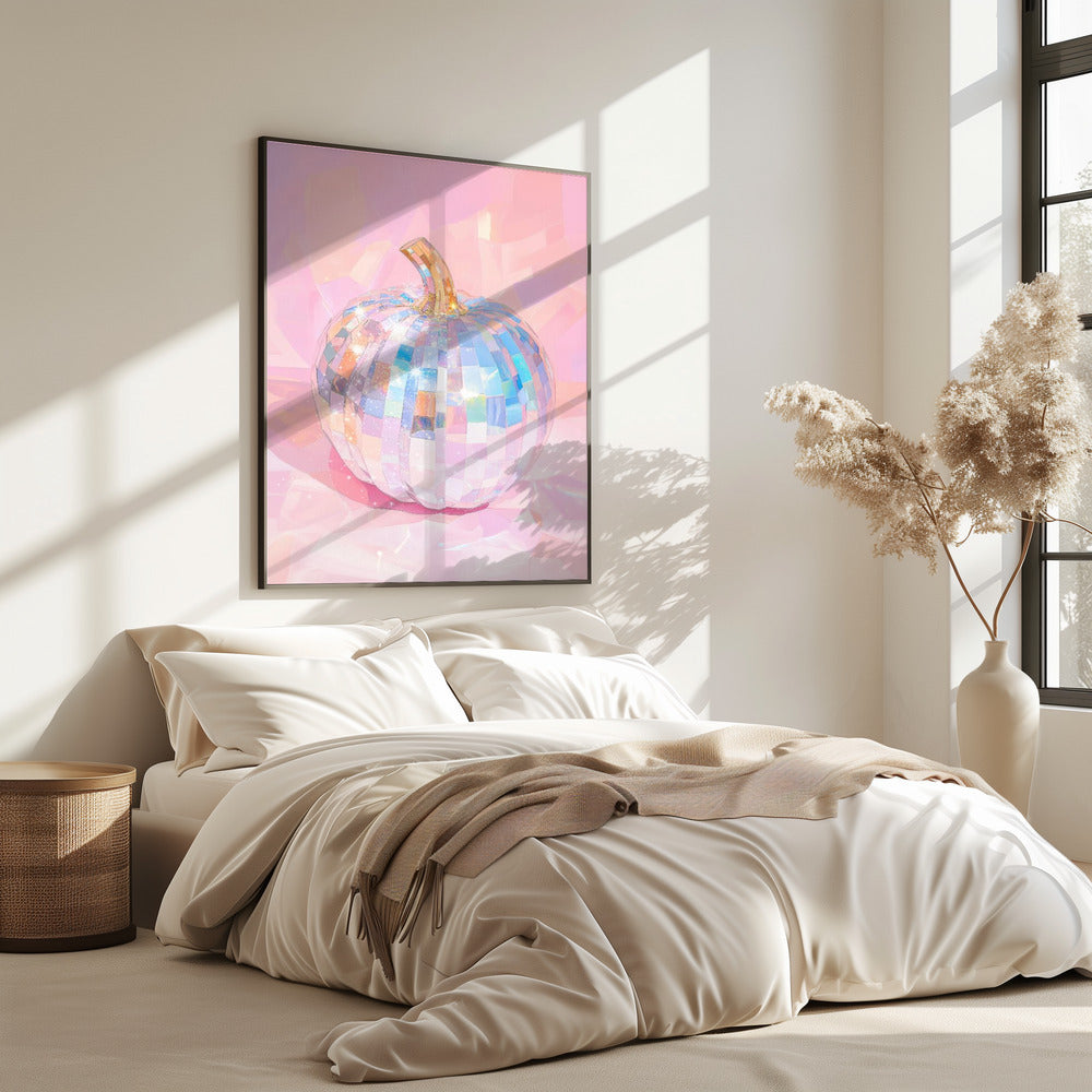 Iridescent Disco Ball Pumpkin | Poster