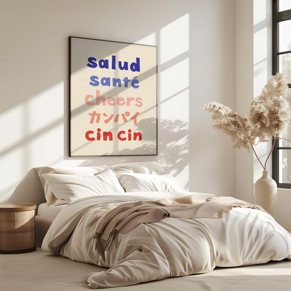 Cheers Typography - Salud Santé Cheers Kanpai Cin cin | Poster