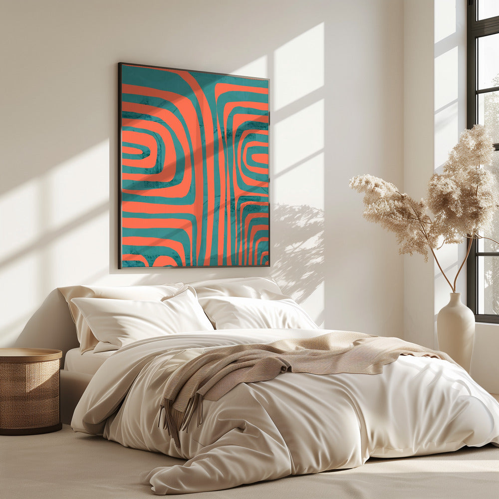 Turquoise & Coral Abstraction 2 | Poster
