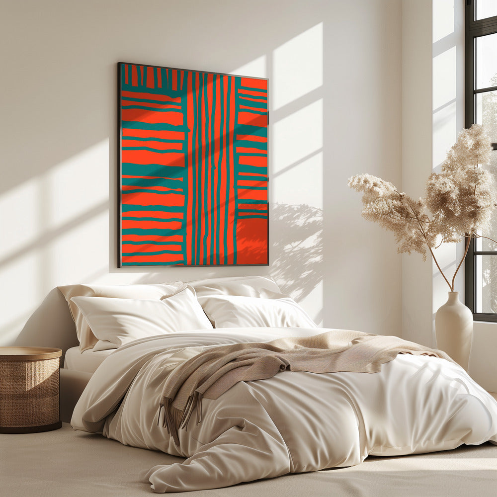 Turquoise & Coral Abstraction 4 | Poster