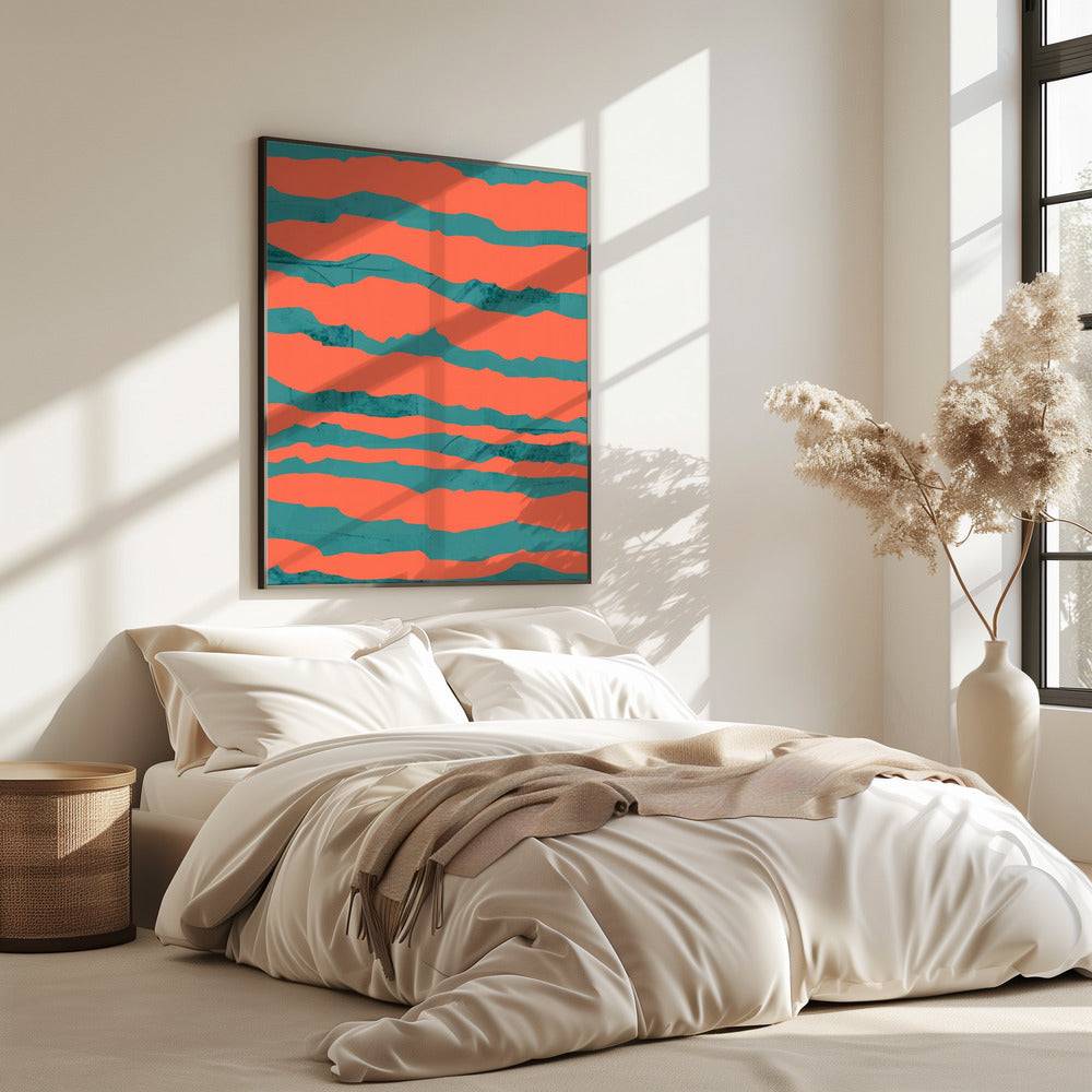 Turquoise & Coral Abstraction 3 | Poster