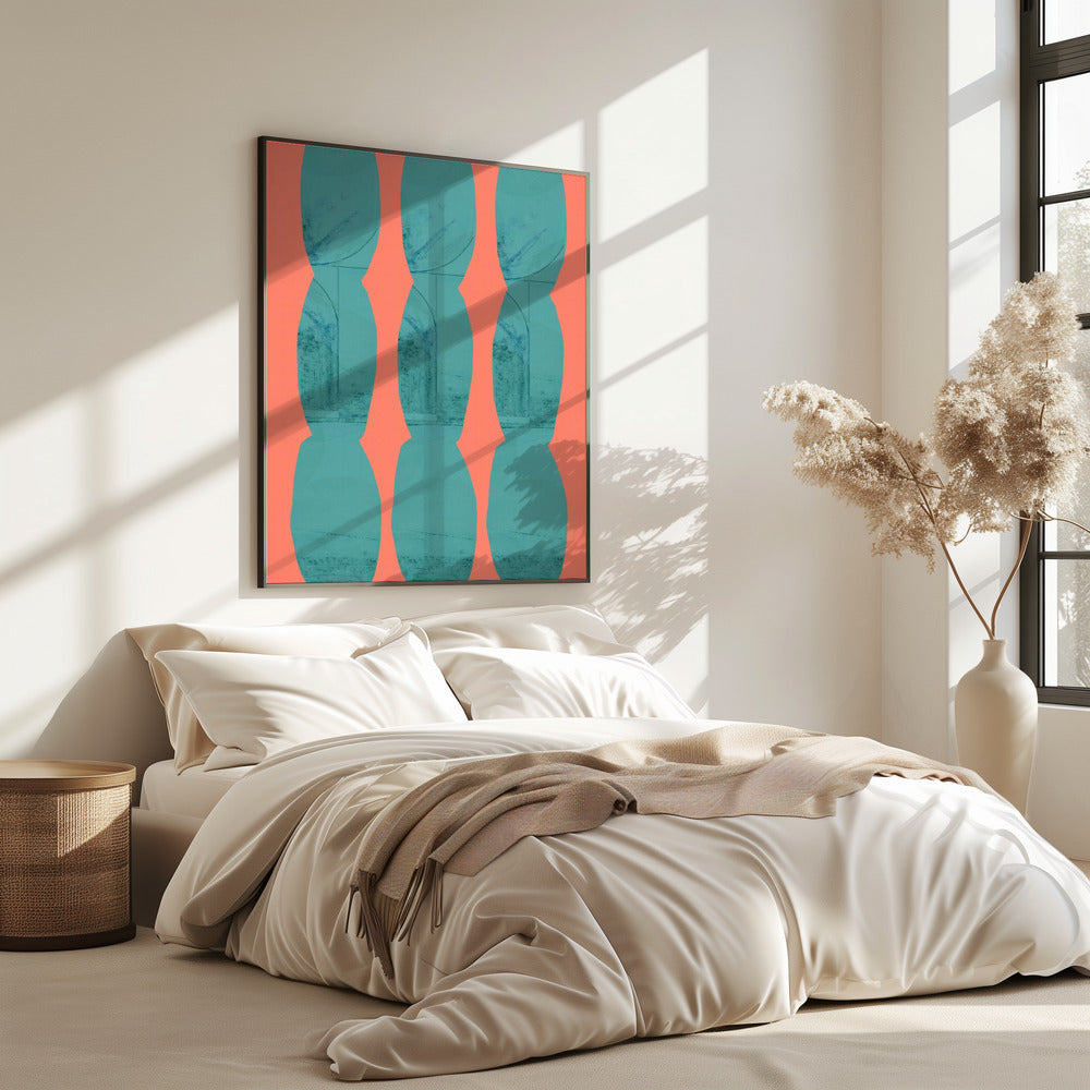 Turquoise & Coral Abstraction 7 | Poster