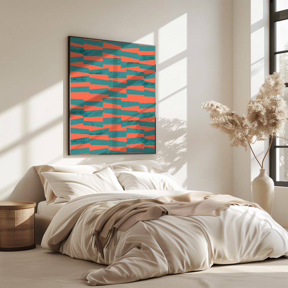 Turquoise & Coral Abstraction 9 | Poster