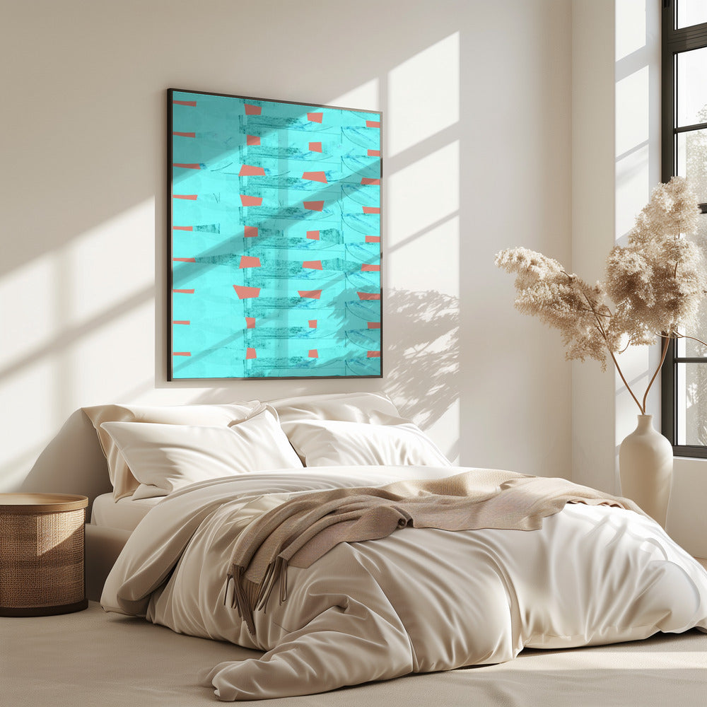 Turquoise & Coral Abstraction 8 | Poster