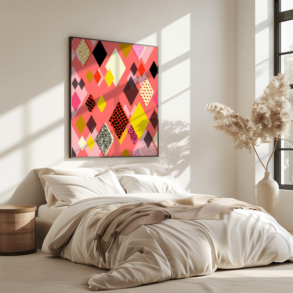 Geometric Patterns With Colorful Diamonds And Shapes | Poster