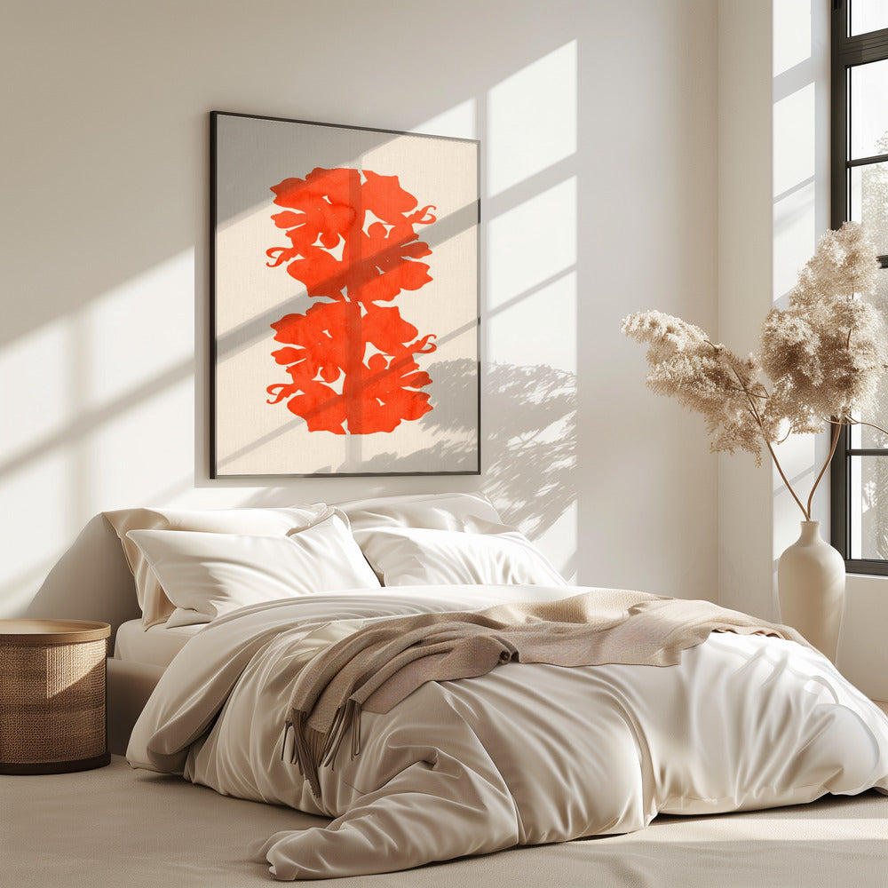 Orange Floral Silhouettes | Poster