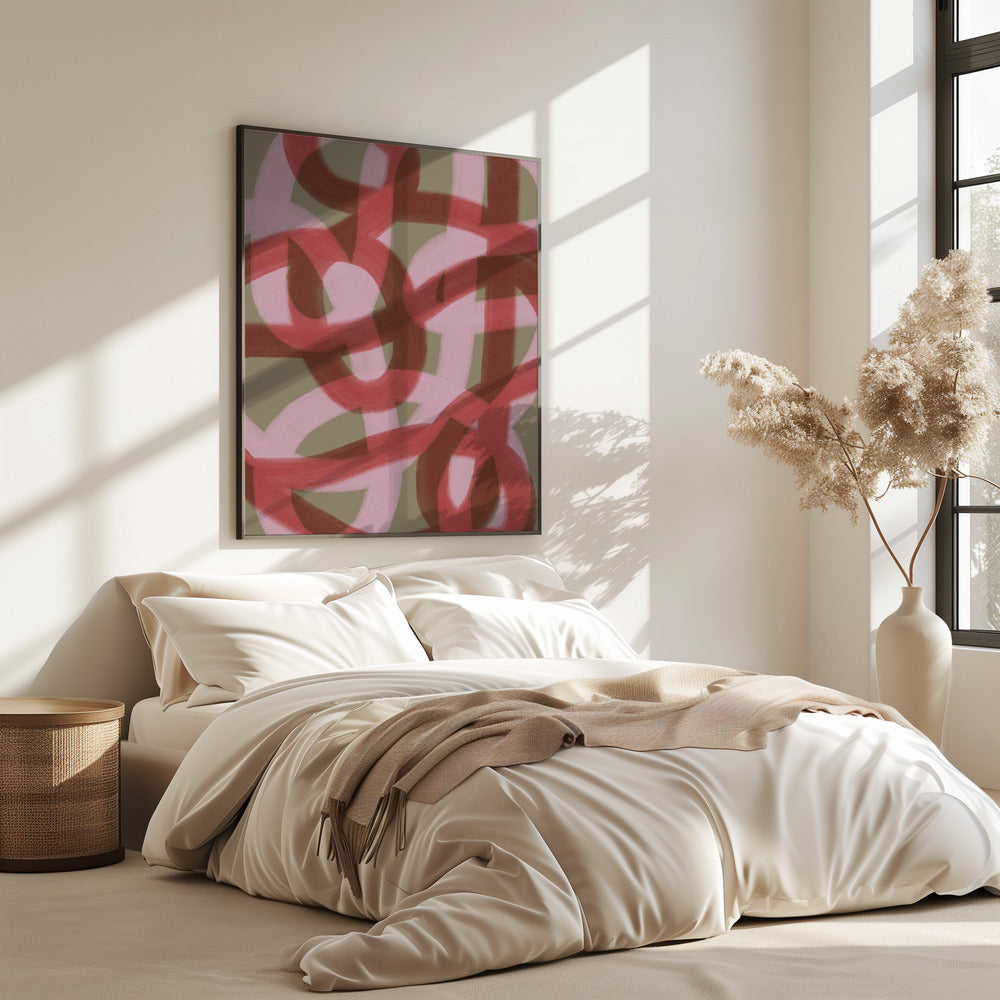 Intertwined Red and Pink Loops | Poster