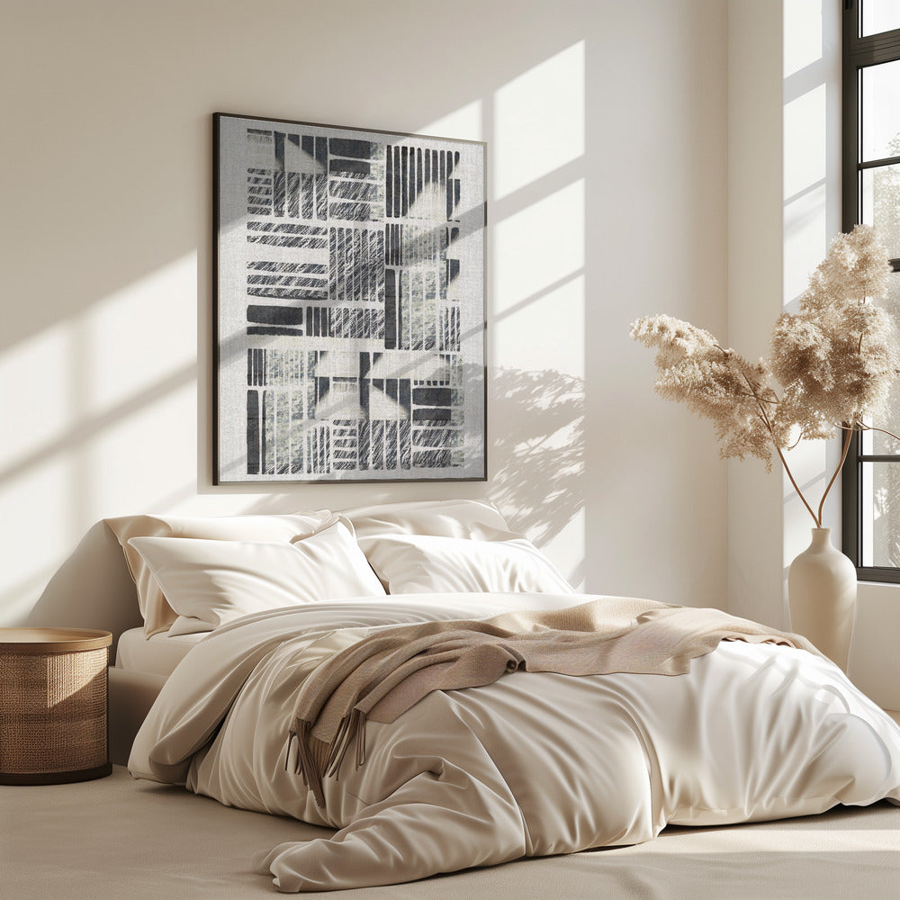 Geometric Patterns With Textured Monochrome Lines | Poster