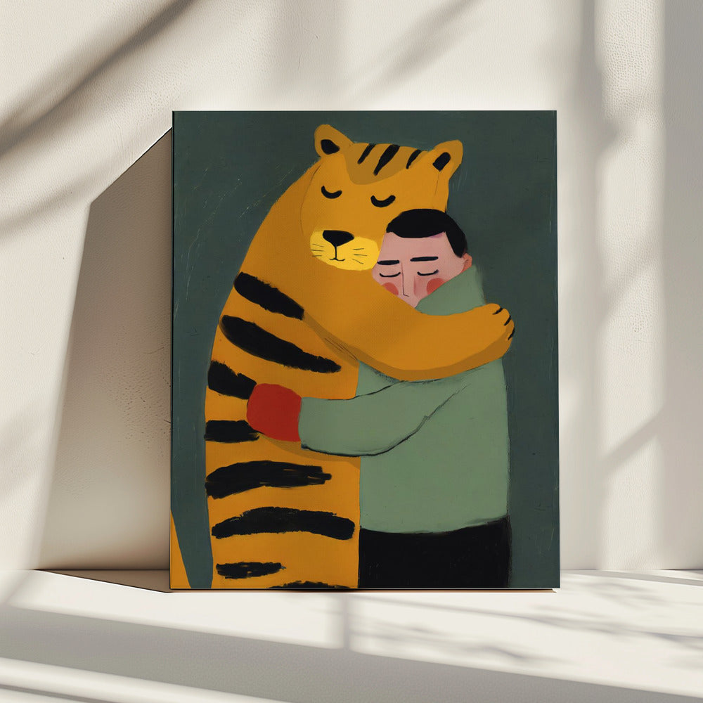 Tiger's Gentle Hug | Canvas