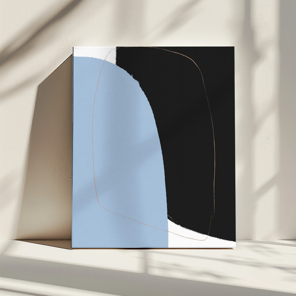 Overlapping Black And Blue Shapes | Canvas