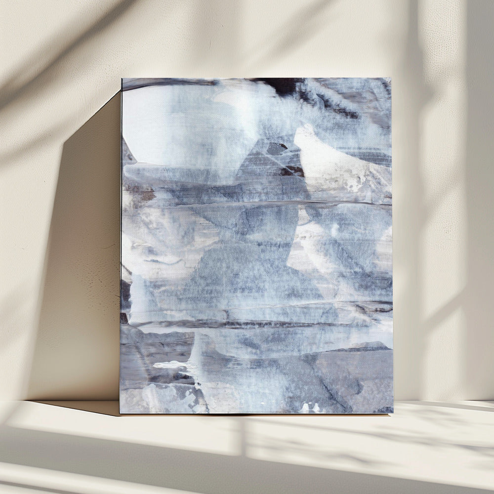 Brushstrokes in Shades of Gray Blue and White | Canvas