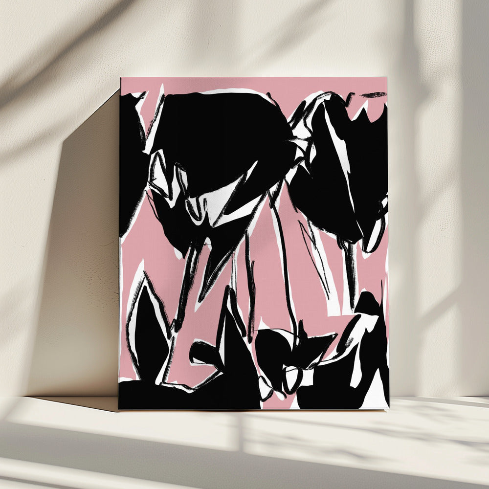 Black Pink Tulips | Canvas