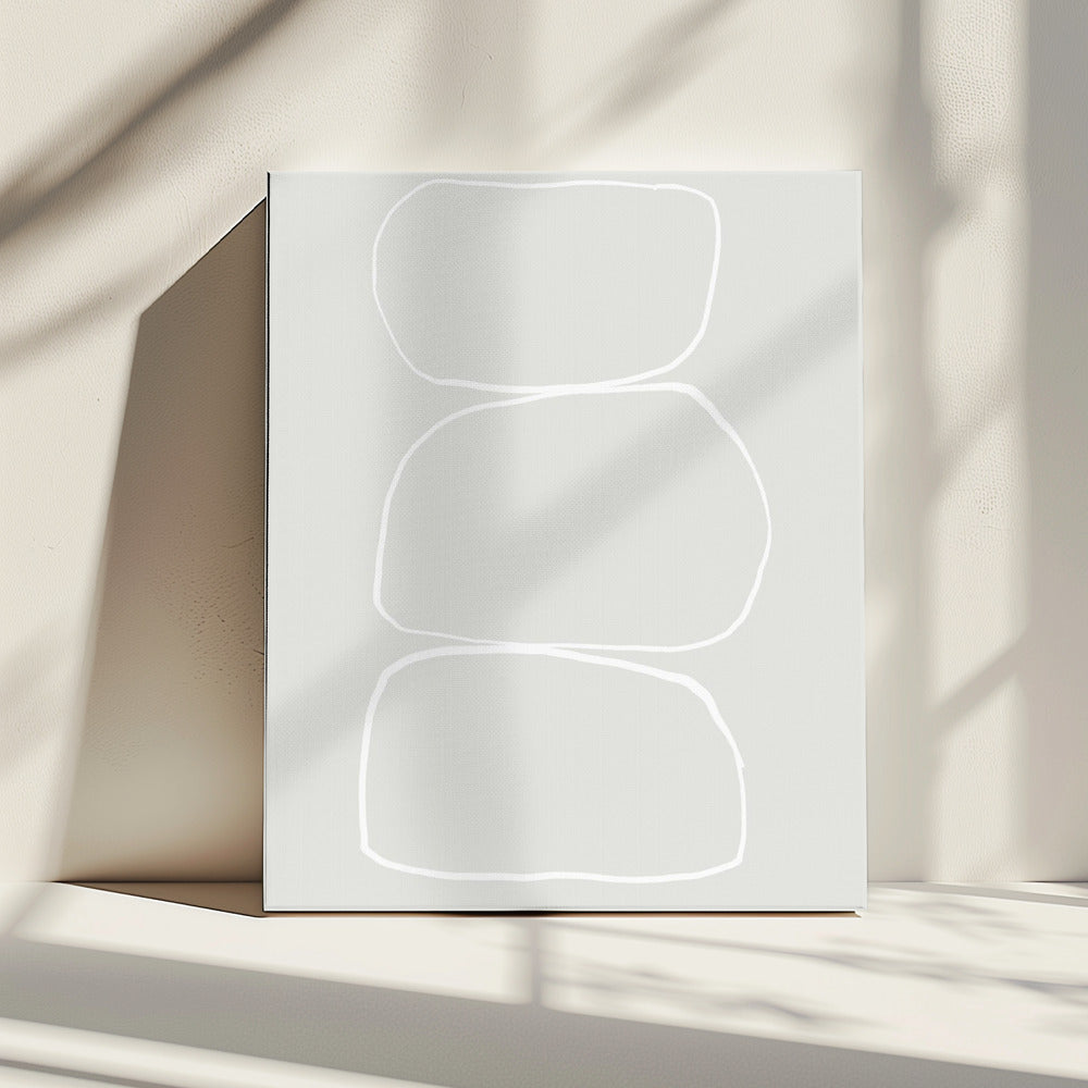 Three Hand Drawn White Stones | Canvas