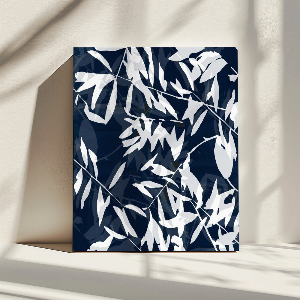 Navy White Bamboo 1 | Canvas