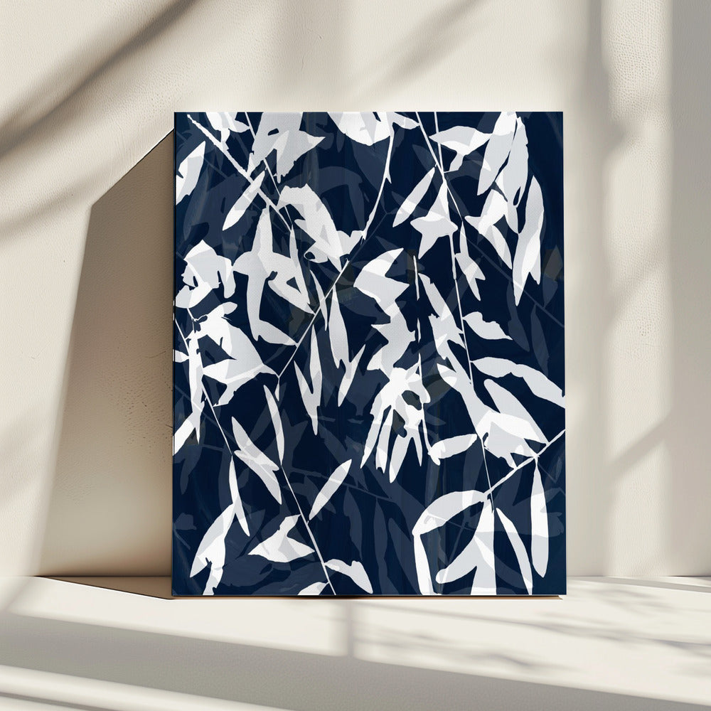 Navy White Bamboo 2 | Canvas