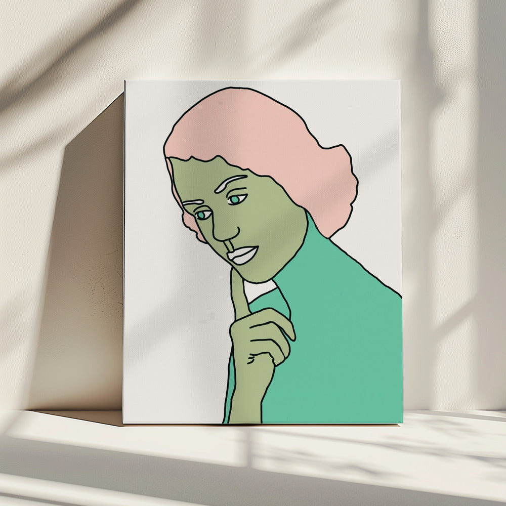 Lady Thinking Green | Canvas