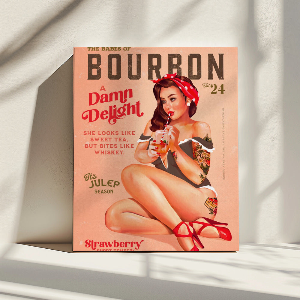 Bourbon Babes Vol 22 Vintage Pinup Girl Drinking A Cocktail | Canvas