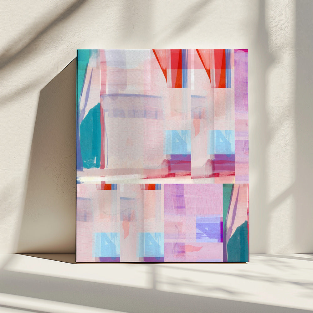 Blue Pink Shapes No1 | Canvas