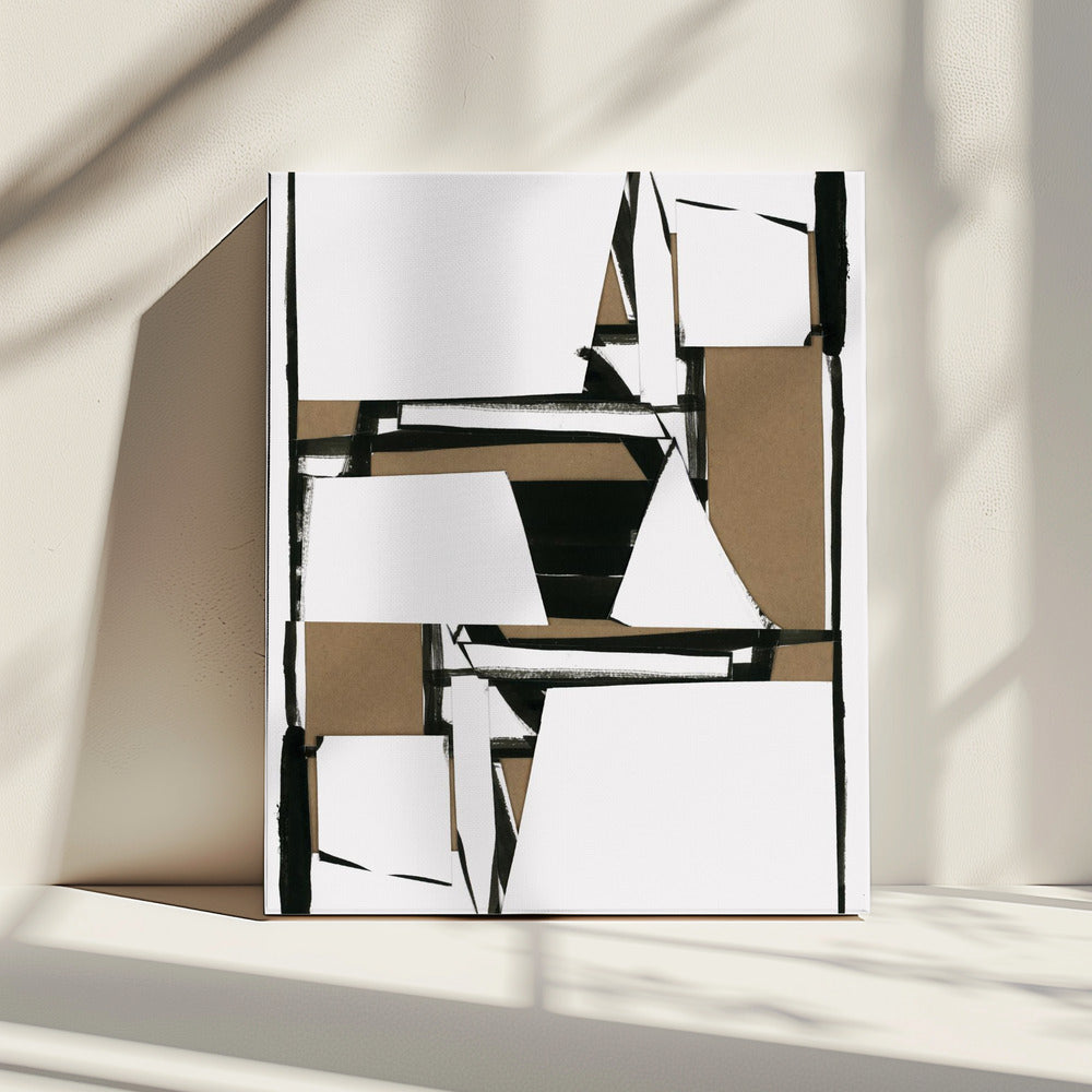 Black and Tan Brown Abstract Art Print | Canvas