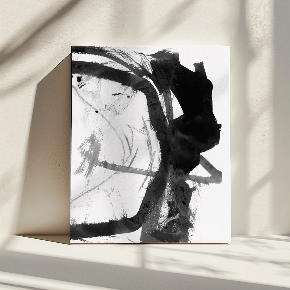 Black & Grey Ink Abstract Art Print | Canvas