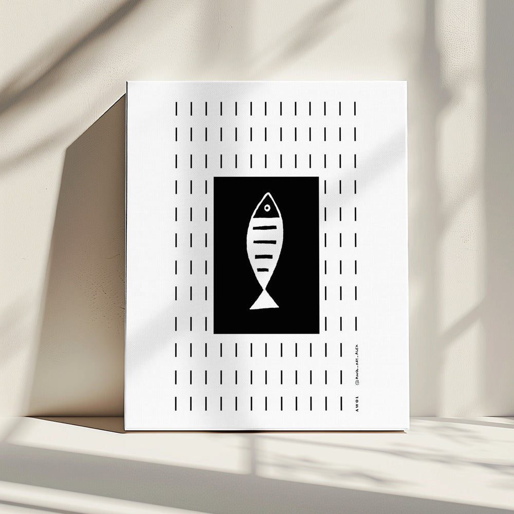 Minimalist Fish In The Rain, Abstract Minimalist Art Print | Canvas