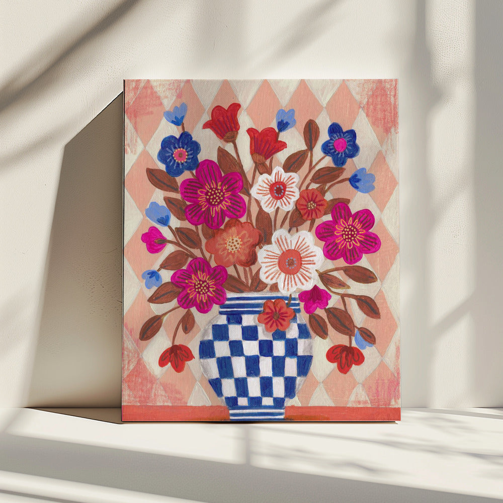 Vase Flowers Brights & Blues | Canvas