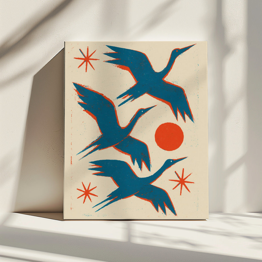 Cranes lithographie | Canvas