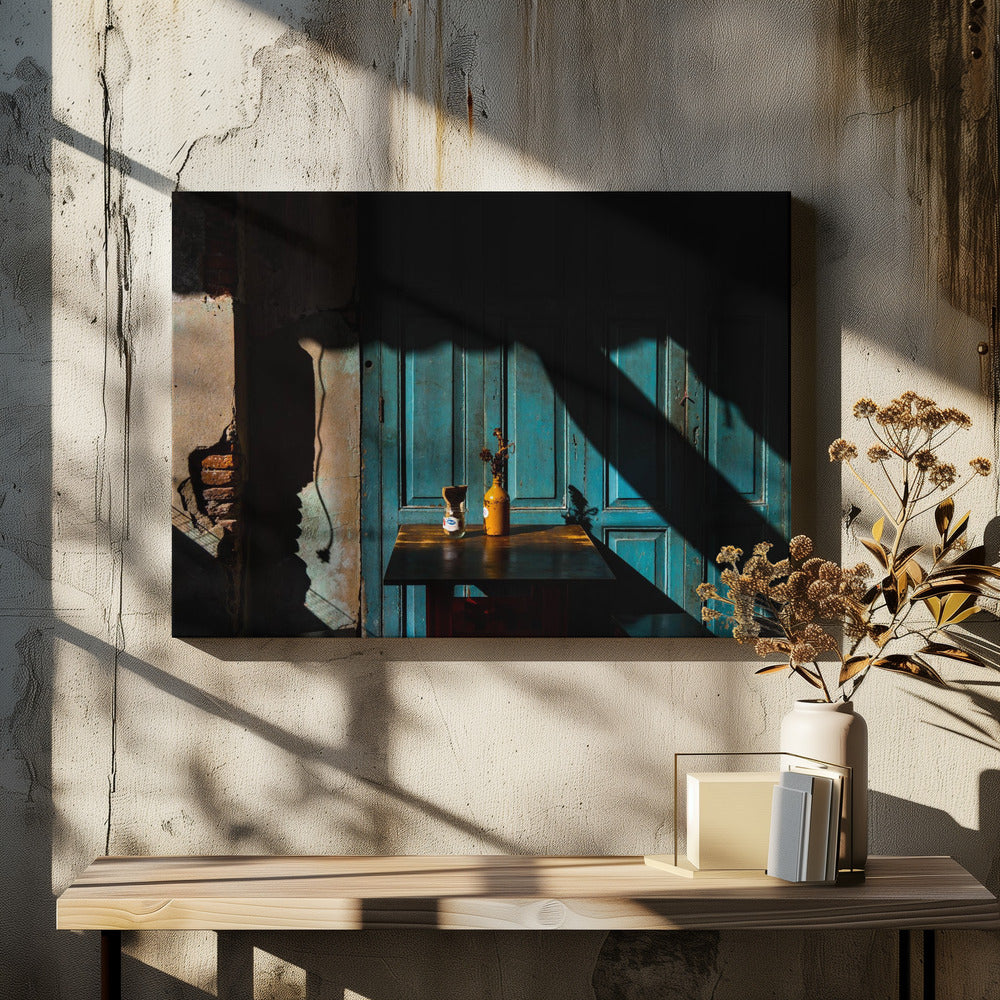Empty table at cafeteria on the street side | Canvas