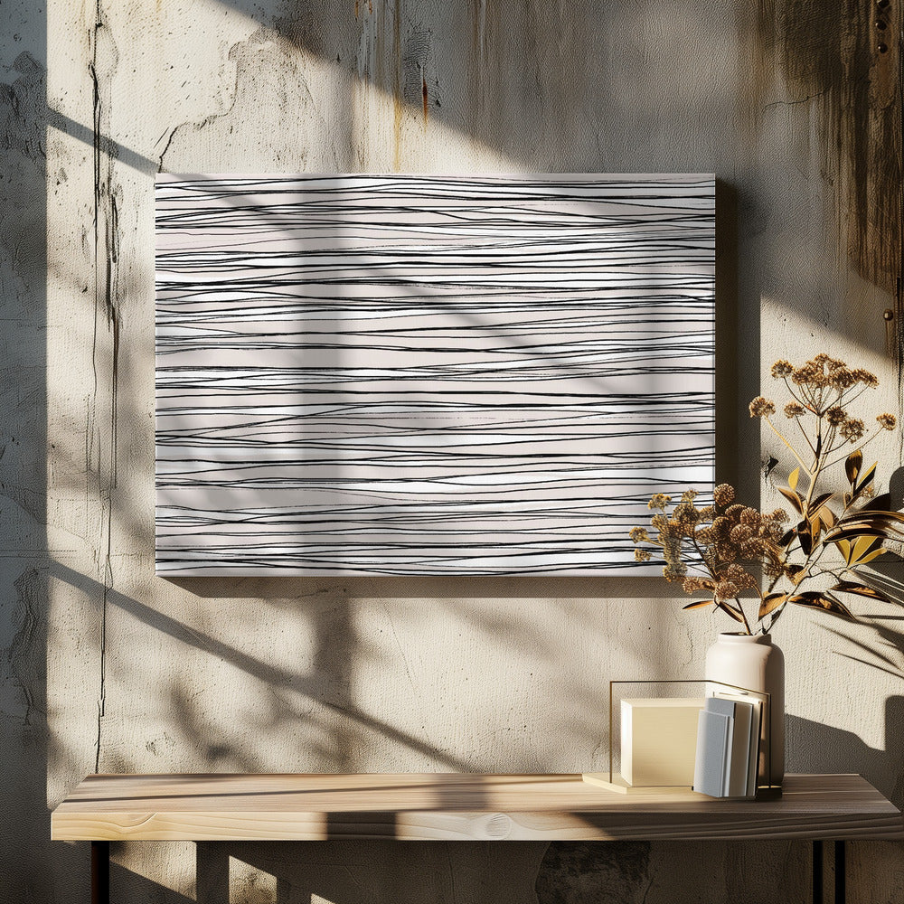 Black on Beige Lines | Canvas