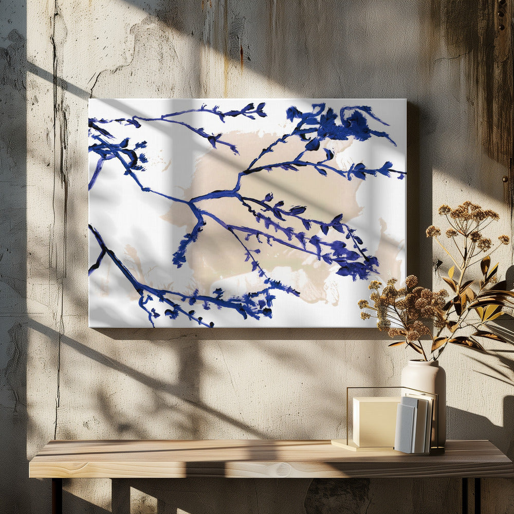 Navy Blue Blossoms On Tree Branches | Canvas