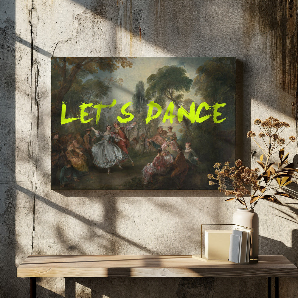 LET'S DANCE NEON YELLOW VINTAGE MAXIMALIST ART | Canvas