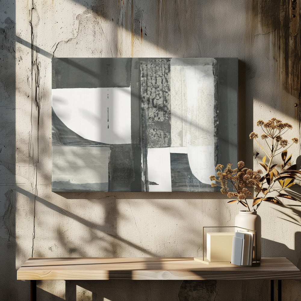 Monochrome Black Abstract Shapes Light 2 | Canvas