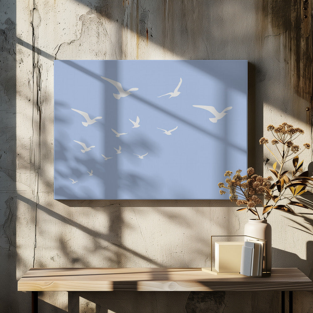 Seagulls Blue Background | Canvas