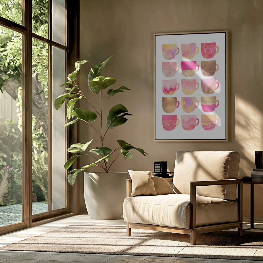 Pretty Pink Coffee Cups | Poster