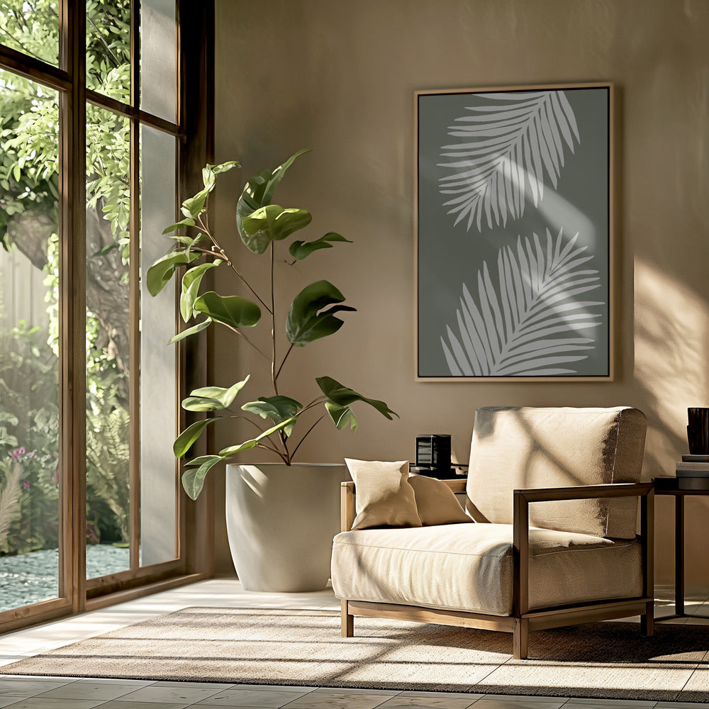 PALM LEAF 06 GREEN WHITE | Poster