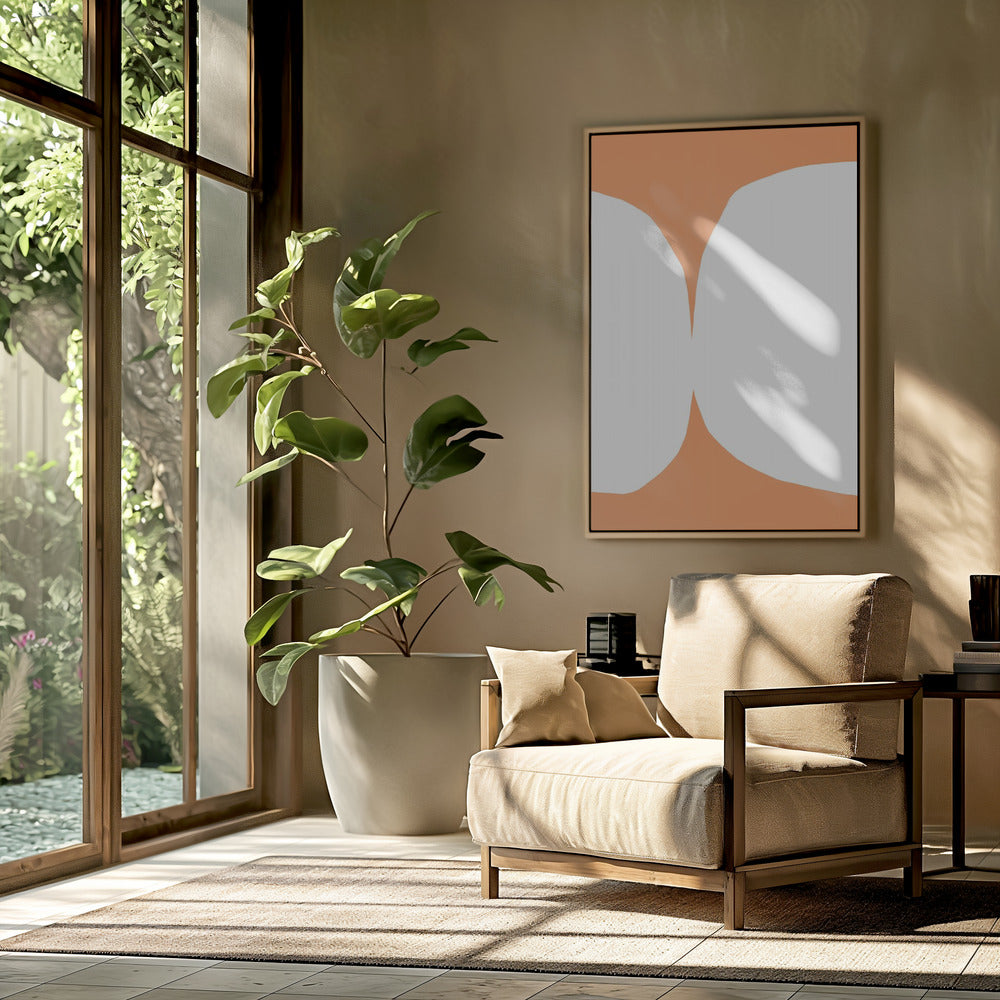Geometric White Shapes On An Orange Background | Poster