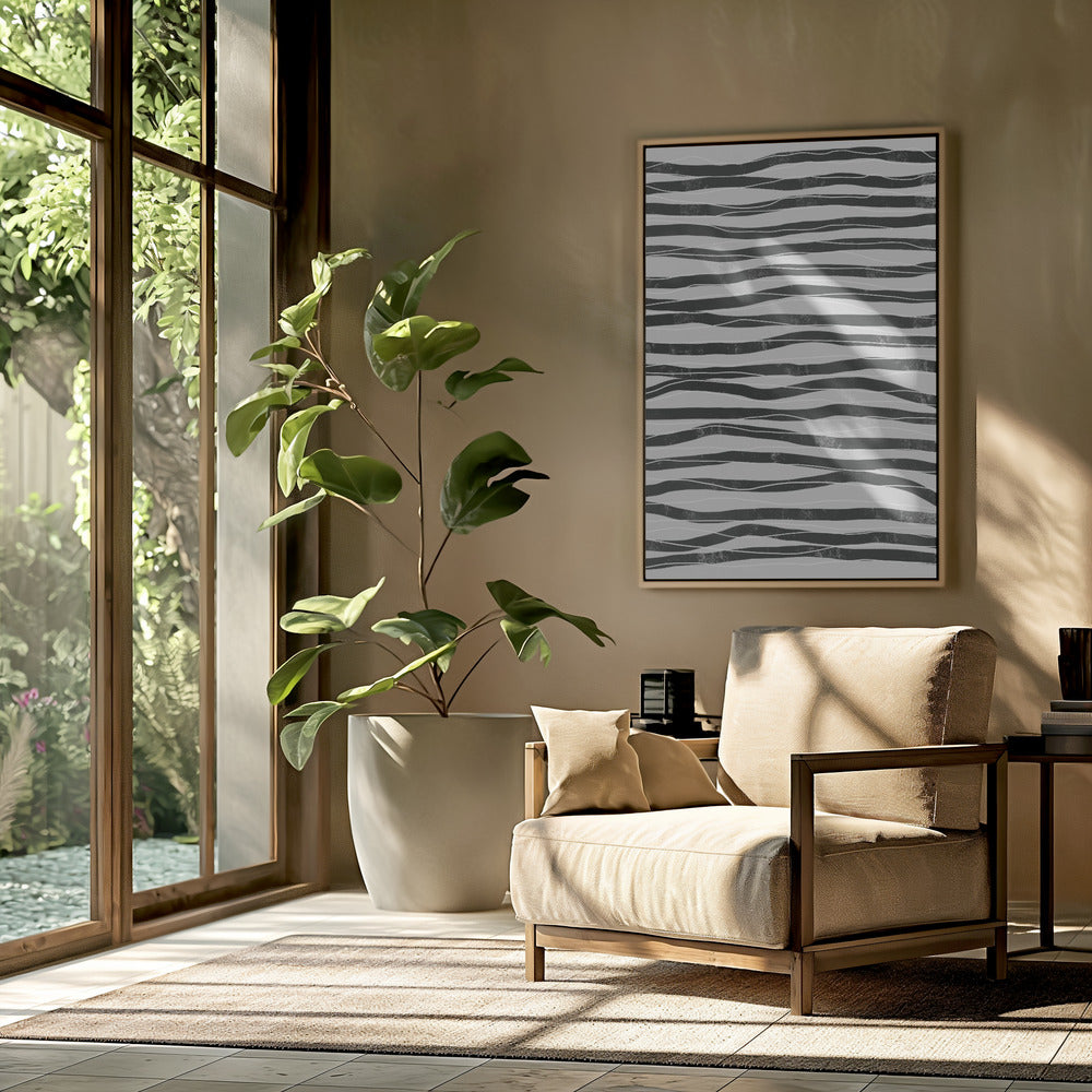 Black and White Waves Lines | Poster