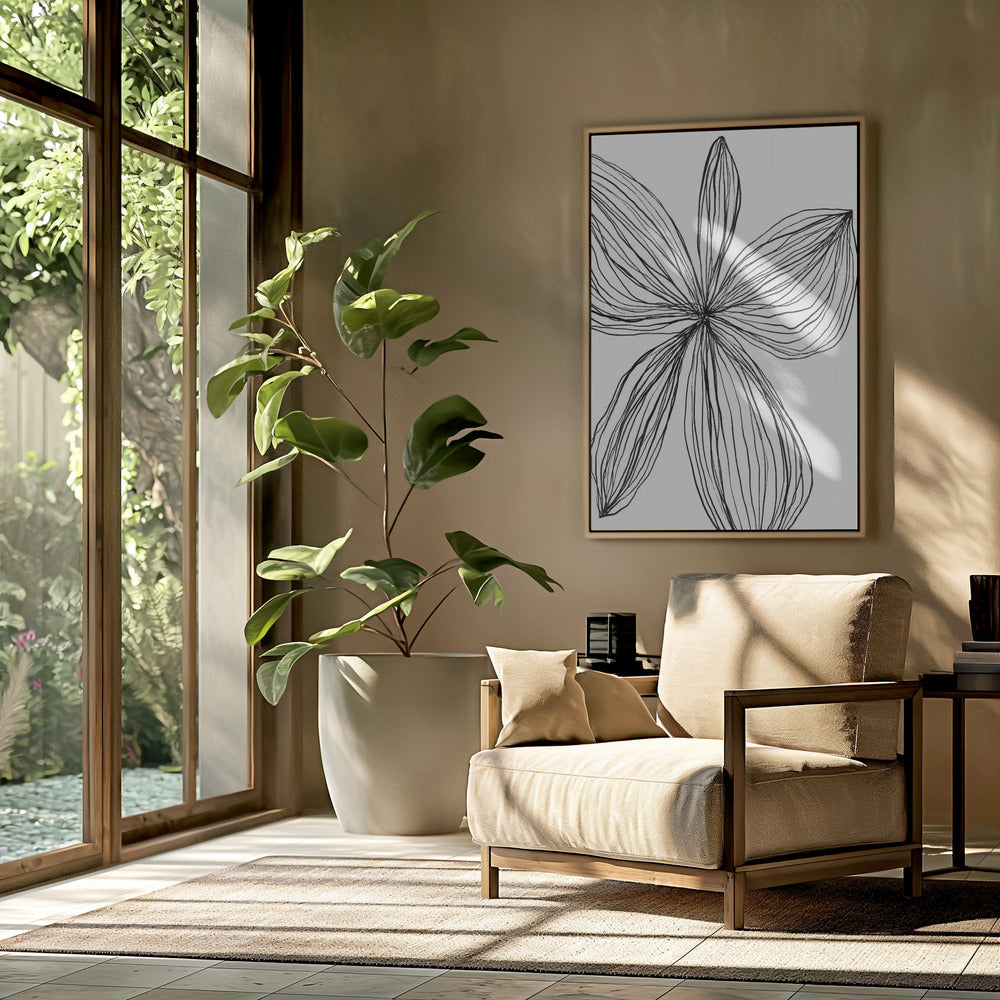 Minimalist Black and White Petals | Poster