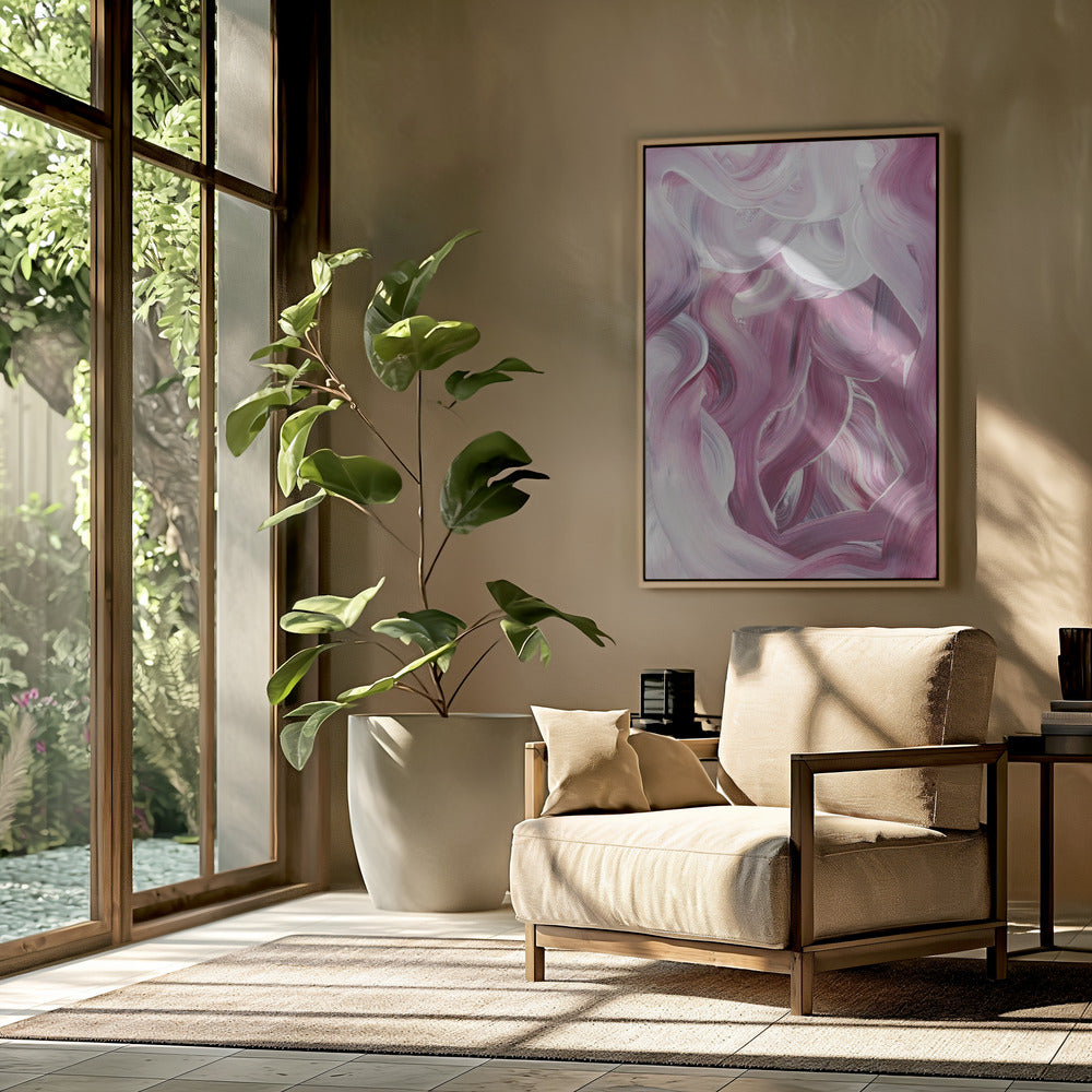 Expressive Pink and White Brushstrokes | Poster
