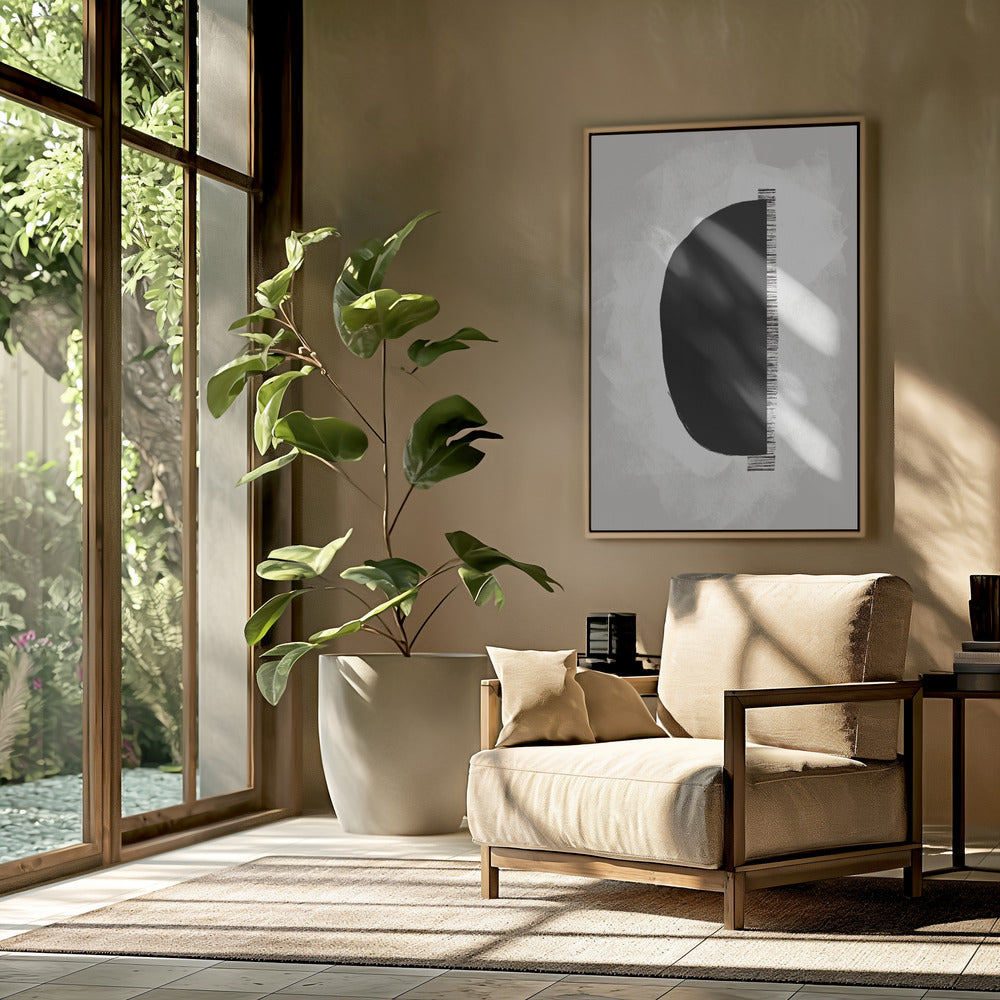 Black Shape Against A Textured White Background | Poster