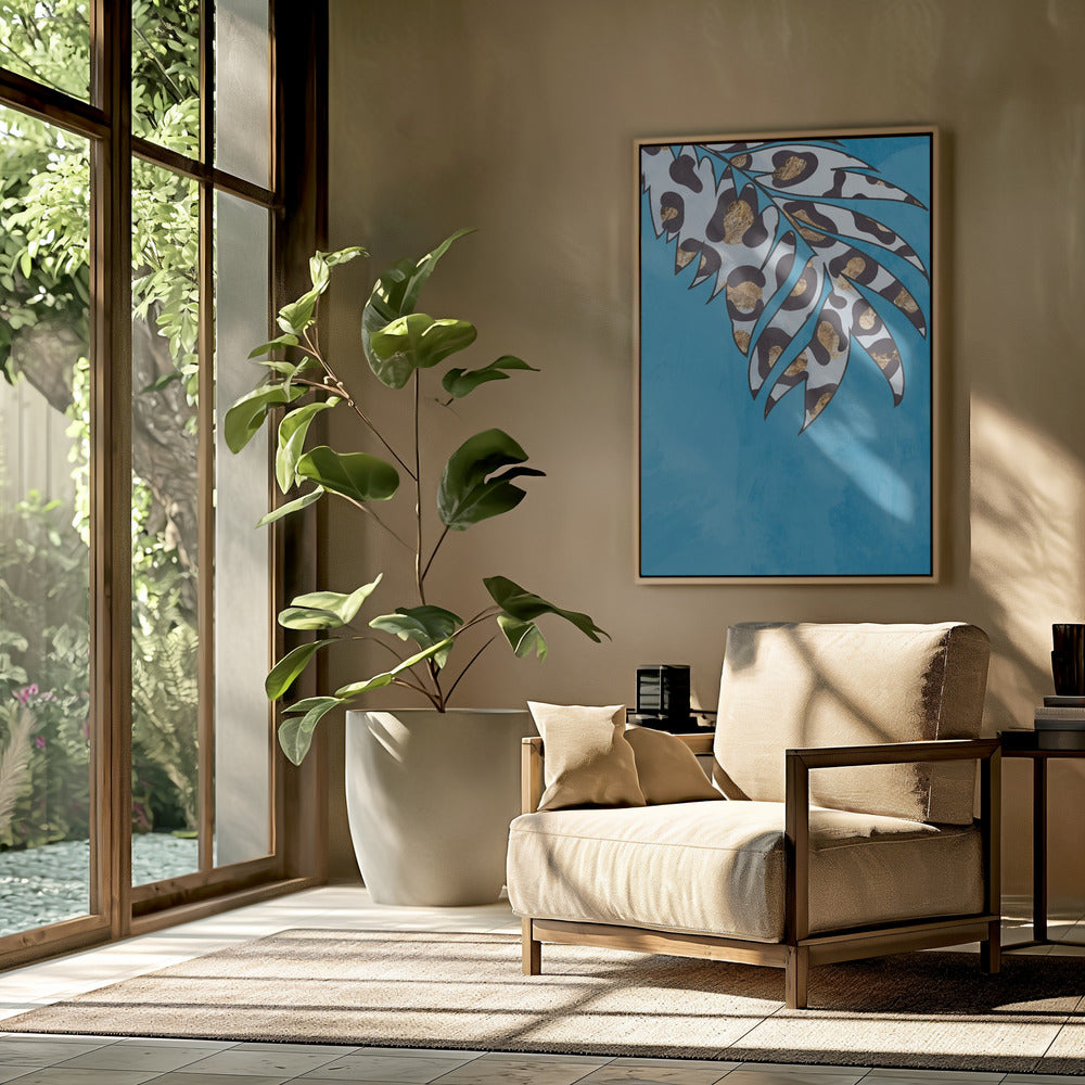 Blue leopard print animal leaf | Poster