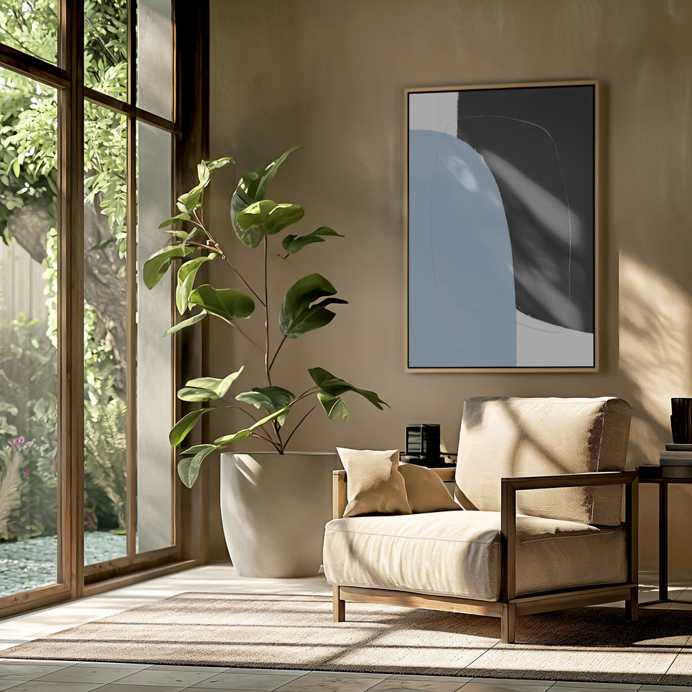 Overlapping Black And Blue Shapes | Poster