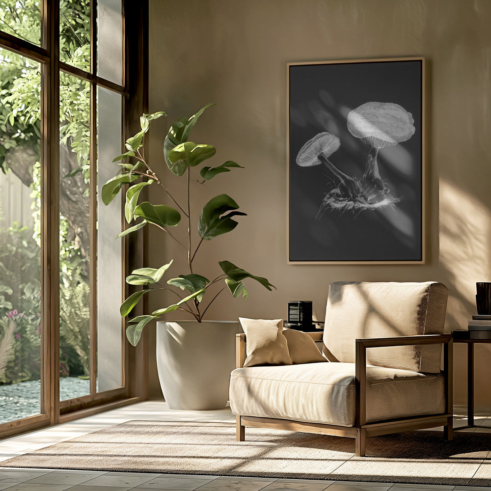 Vintage Violet Webcap Mushroom Dark BW | Poster