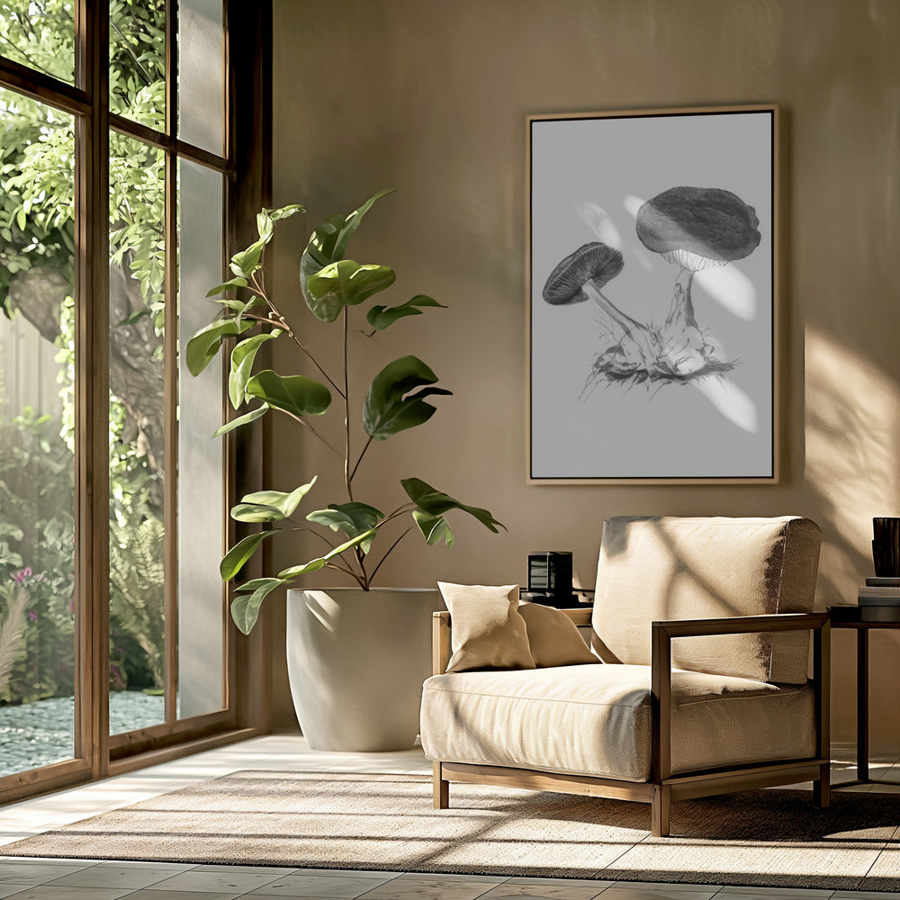 Vintage Violet Webcap Mushroom Bright BW | Poster
