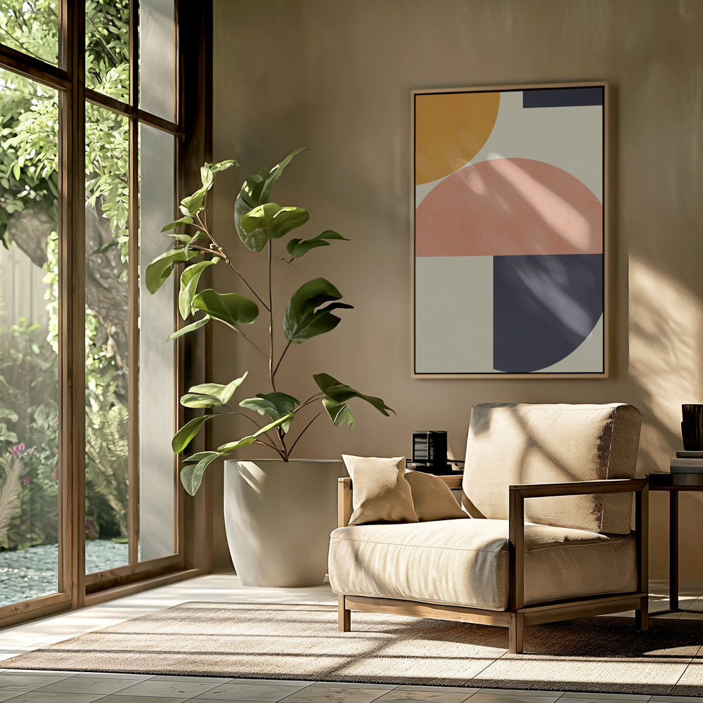Rainbow Plus Shapes Blue Mustard2 | Poster